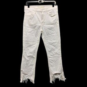 Mother The Dutchie Ankle Jaws Jeans Womens‎ 27 White Frayed Hem Distressed Denim